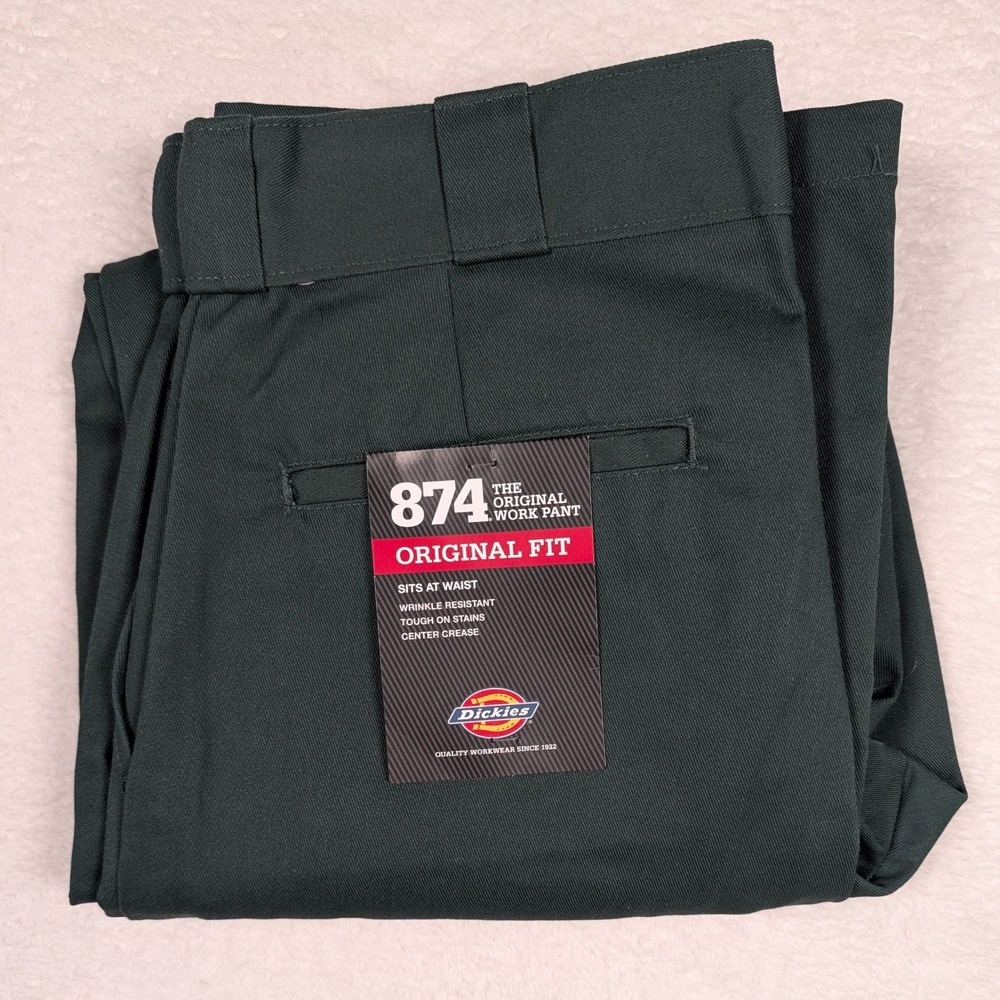 Dickies 874 Work Pants Mens 33x32 Hunter Green Original Fit Twill Chinos NEW